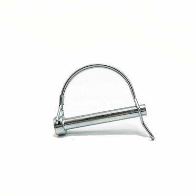 1/4'' Round Wire Lock Pin Carbon Steel White Zinc Effective Length 1-3/4'' For Trailer Couplings And Hitches