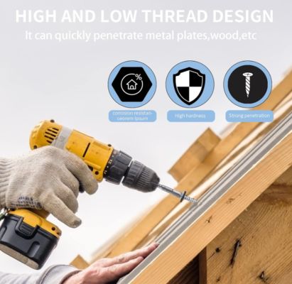 #14 X 4" Self-Drilling Stainless Steel Countersunk Head Roofing Screws for Steel Sheet Fiber Cement Board Exterior