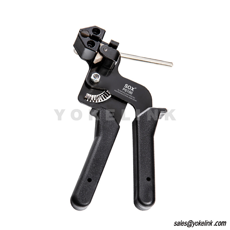 100pcs 11.8 Inch Stainless Steel Cable Tie Tool Zip Gun Metal Zip Tensioner with Built-in Cutter Release Tool Cable Tie Gun